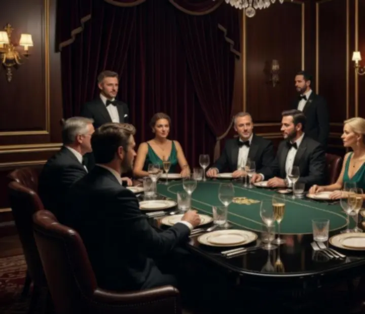 Luxusný VIP pokrový salón s elegantným stolovaním a atmosférickým osvetlením